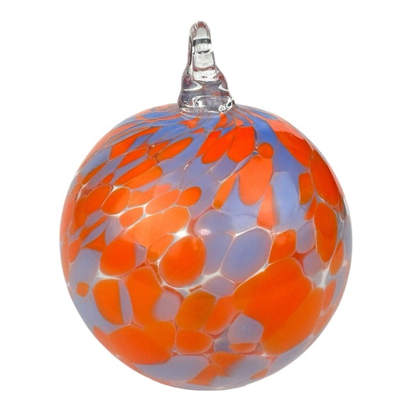 Ball Other - Hand Blown Glass Friendship Ball Ornament Christmas  3.3 In Purple / Orange
